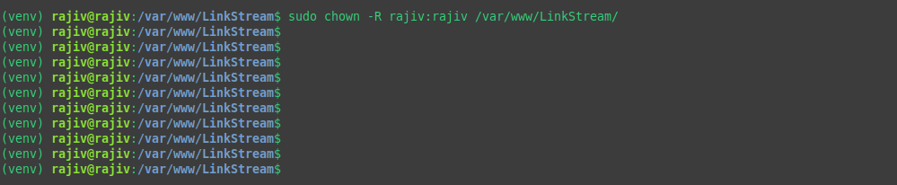 setting the ownership of the project directory