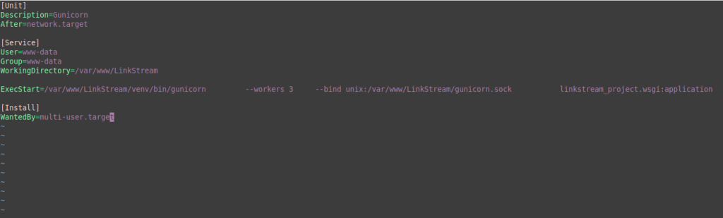 Creating the Gunicorn service