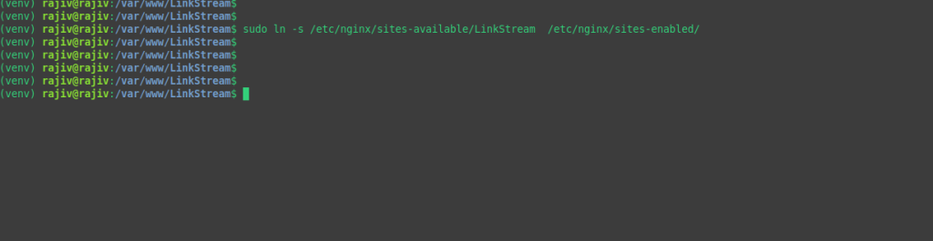 enabling the site by linking the nginx configuration