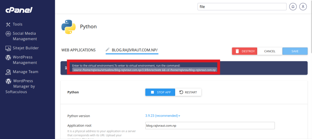 Complete Guide: Seamlessly Deploy a Python Application in cPanel 16 python's web app virtual environment entry command