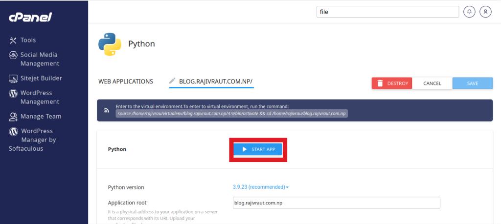Complete Guide: Seamlessly Deploy a Python Application in cPanel 17 starting Python web application in cPanel