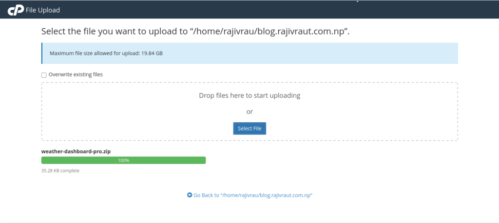 Complete Guide: Effortlessly Deploy a Node.js Application in cPanel 9 zip file uploading in cPanel