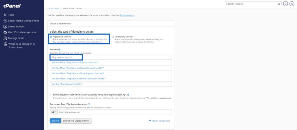 Complete Guide: Seamlessly Deploy a Python Application in cPanel 6 add domain in cPanel