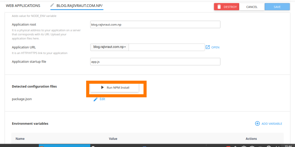 Complete Guide: Effortlessly Deploy a Node.js Application in cPanel 15 Run NPM Install