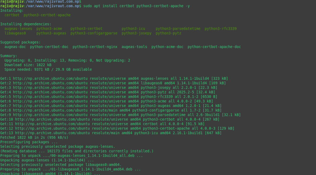 Effortlessly deploy a Production-Ready WordPress on Ubuntu 26.04 using LAMP Stack 34 Installing the certbot for LetEncrypt SSL
