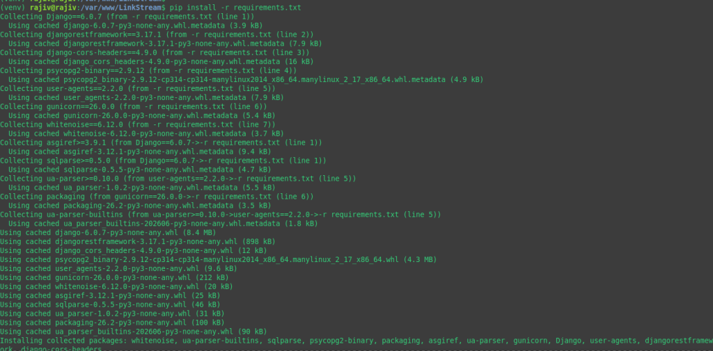 Installing project's required packages