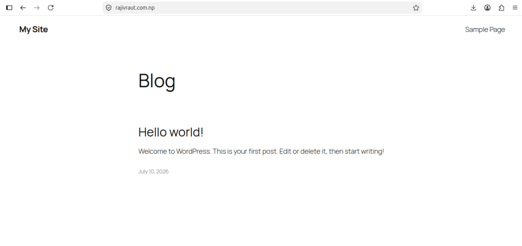 Successfully Install WordPress on Ubuntu 26.04 with Nginx 36 Wordpress site being live