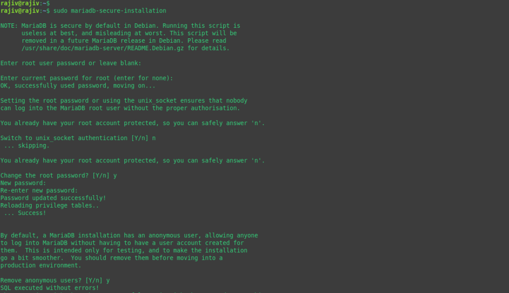 Successfully Install WordPress on Ubuntu 26.04 with Nginx 10 MariaDB Security Wizard Configuration