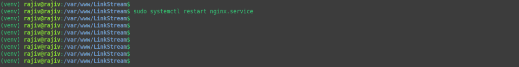 Restarting the nginx service