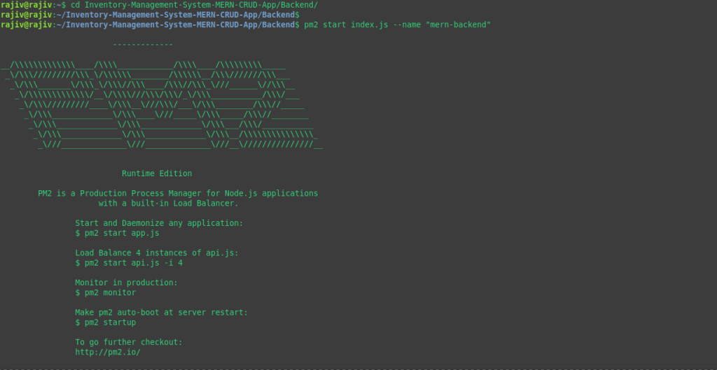 Seamlessly Deploy a MERN Application on Ubuntu with Nginx, PM2, MongoDB, and SSL 25 Starting the backend application