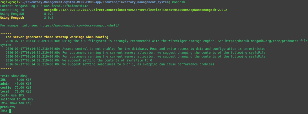 Seamlessly Deploy a MERN Application on Ubuntu with Nginx, PM2, MongoDB, and SSL 16 Opening the MongoDB shell