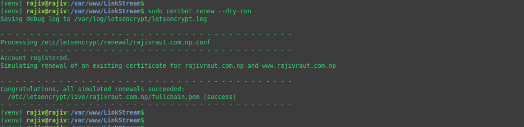 Testing the SSL auto-renewal