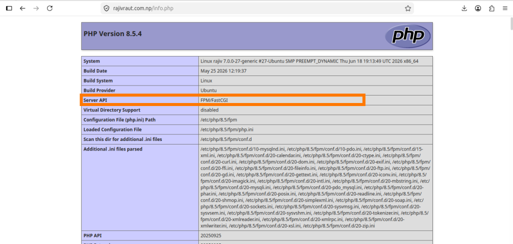 Effortlessly deploy a Production-Ready WordPress on Ubuntu 26.04 using LAMP Stack 43 Verifying the Server API