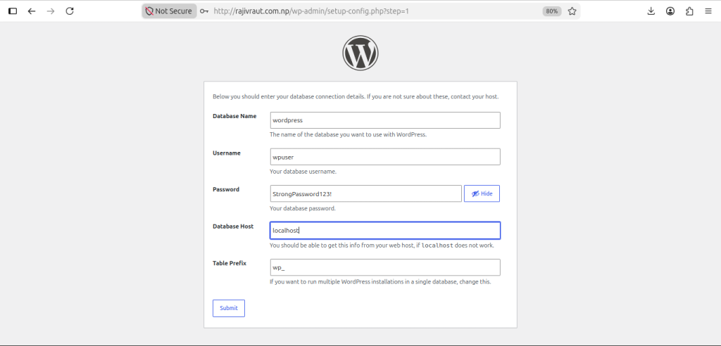 Successfully Install WordPress on Ubuntu 26.04 with Nginx 29 required information for wordpress installation