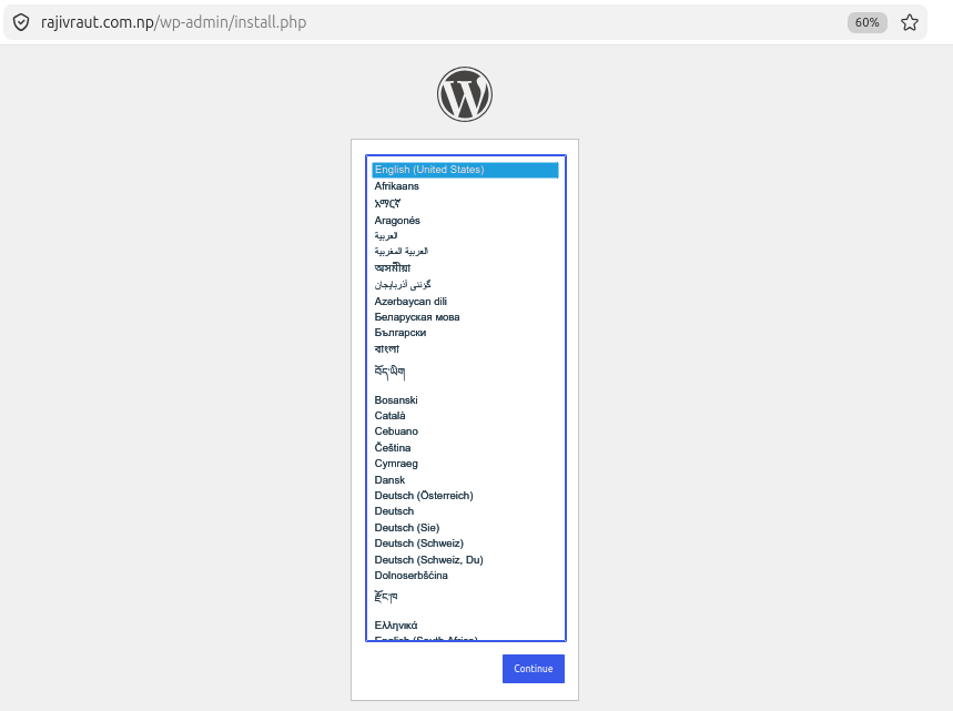 Effortlessly deploy a Production-Ready WordPress on Ubuntu 26.04 using LAMP Stack 37 Wordpress installation page