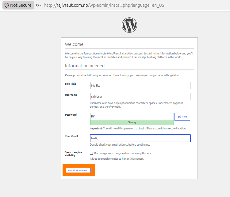Successfully Install WordPress on Ubuntu 26.04 with Nginx 30 Setting up the wordpress site