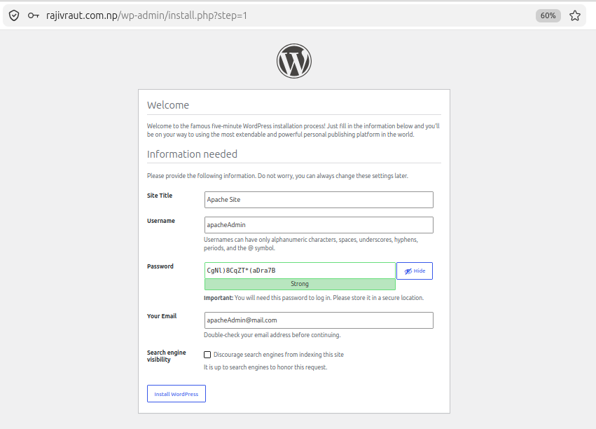 Effortlessly deploy a Production-Ready WordPress on Ubuntu 26.04 using LAMP Stack 38 wordpress site setting page